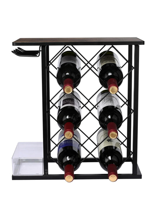 Redwine Rack Bottle Organizer, Hold 8 Bottles and 4 Glass Cup Rack Redwine Holder, Freestanding Wine Rack for Home, Kitchen, Bar, Wine Cellar, Cabinet