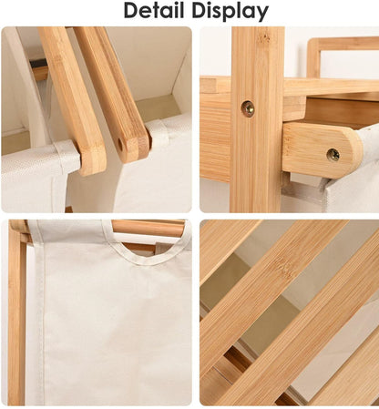 60L Laundry Hamper with Removable Compartment Bags & Storage Shelf, 2-Section Clothes Sorter Organizer for Bedroom, Bathroom, Closet