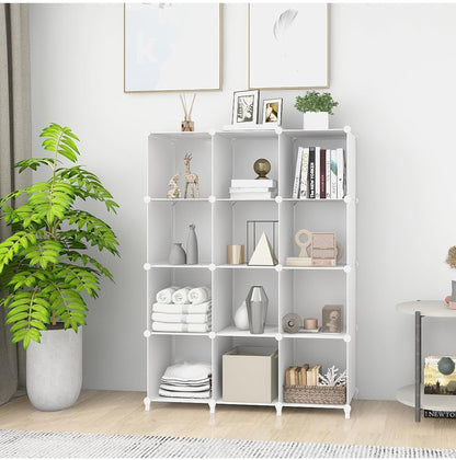 Cube Storage Organizer, DIY Portable 12-Cube Closet Clothes Organizer and Storage Shelving, Modular