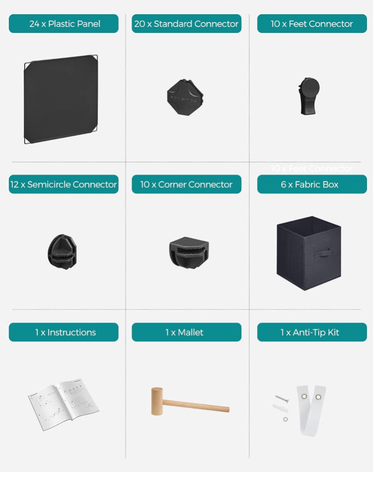 Cube Storage Organizer with Storage Boxes, 6-Cube Organizer, 6 Collapsible Non-Woven Fabric Bins, Customizable