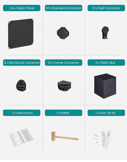 Cube Storage Organizer with Storage Boxes, 6-Cube Organizer, 6 Collapsible Non-Woven Fabric Bins, Customizable