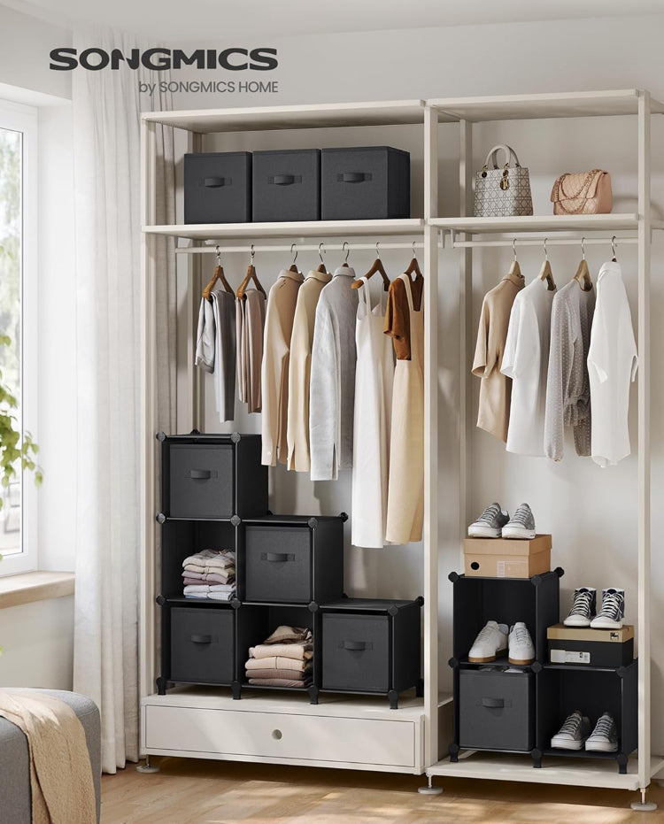 Cube Storage Organizer with Storage Boxes, 9-Cube Organizer, 9 Collapsible Non-Woven Fabric Bins, Customizable