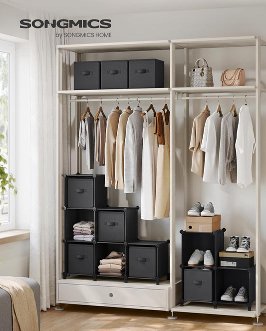 Cube Storage Organizer with Storage Boxes, 9-Cube Organizer, 9 Collapsible Non-Woven Fabric Bins, Customizable