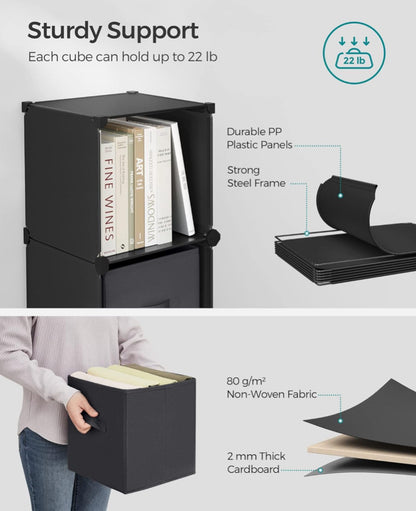 Cube Storage Organizer with Storage Boxes, 12-Cube Organizer, 12 Collapsible Non-Woven Fabric Bins, Customizable