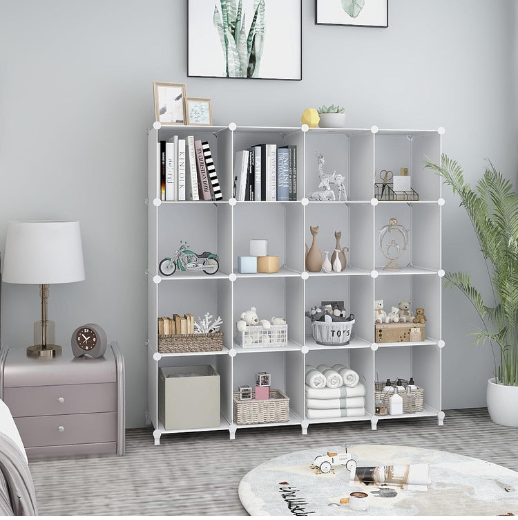 Cube Storage Organizer, DIY Portable 16-Cube Closet Clothes Organizer and Storage Shelving, Modular