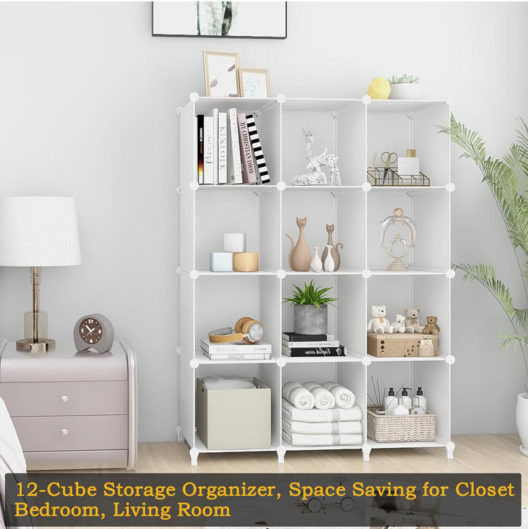 Cube Storage Organizer, DIY Portable 12-Cube Closet Clothes Organizer and Storage Shelving, Modular