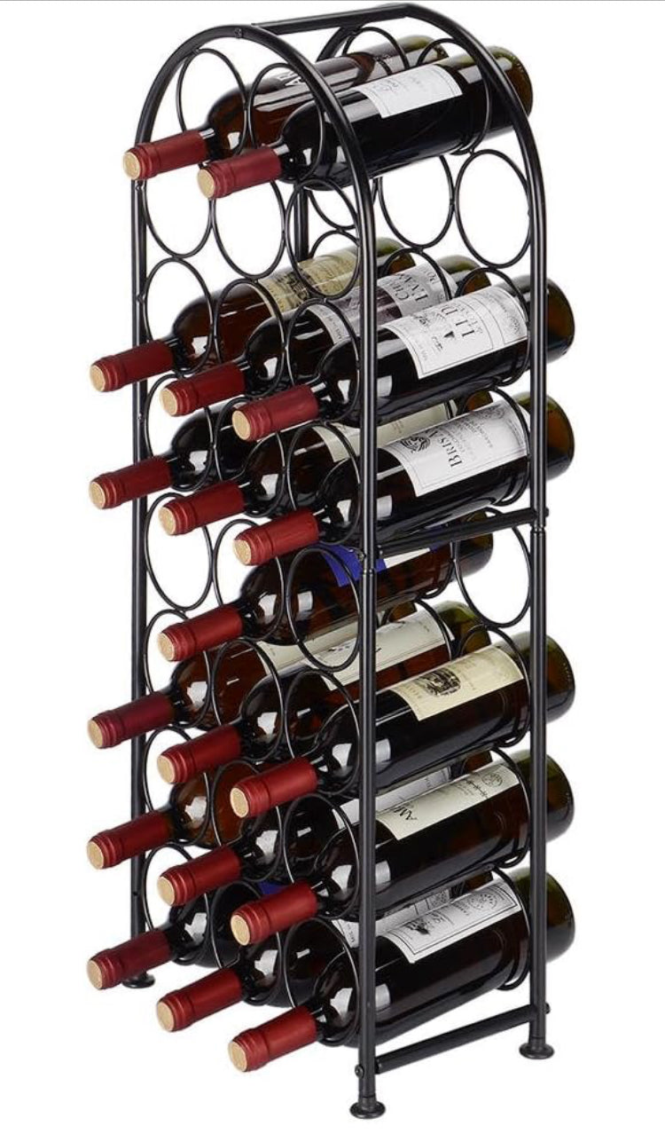 23 Bottles Metal Arched Free-Standing Floor Wine Holder Racks with 4 Adjustable Foot Pads, Black