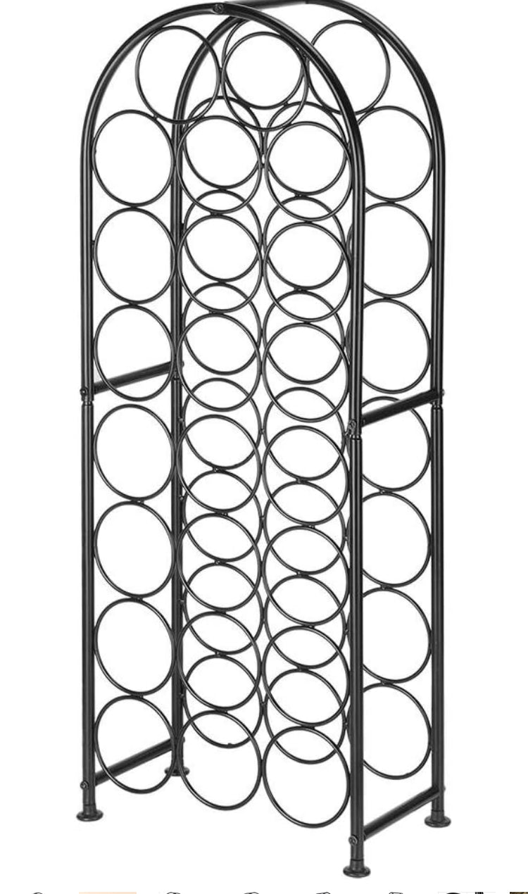 23 Bottles Metal Arched Free-Standing Floor Wine Holder Racks with 4 Adjustable Foot Pads, Black
