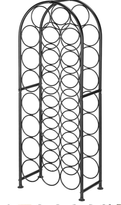 23 Bottles Metal Arched Free-Standing Floor Wine Holder Racks with 4 Adjustable Foot Pads, Black