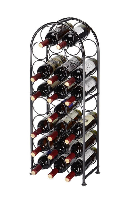 23 Bottles Metal Arched Free-Standing Floor Wine Holder Racks with 4 Adjustable Foot Pads, Black