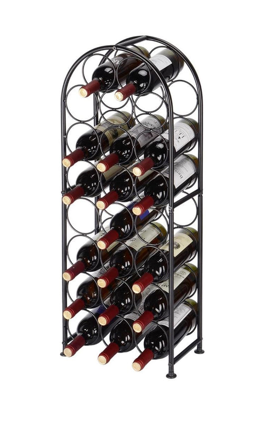 23 Bottles Metal Arched Free-Standing Floor Wine Holder Racks with 4 Adjustable Foot Pads, Black