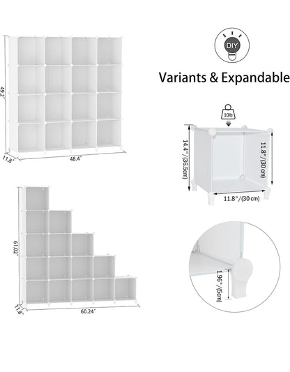 Cube Storage Organizer, DIY Portable 16-Cube Closet Clothes Organizer and Storage Shelving, Modular