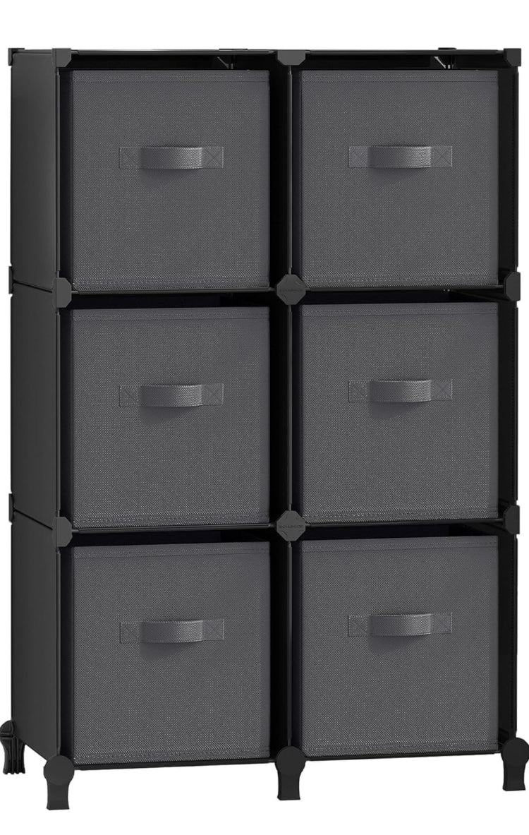 Cube Storage Organizer with Storage Boxes, 6-Cube Organizer, 6 Collapsible Non-Woven Fabric Bins, Customizable