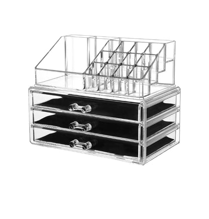 Makeup Organizer, 2 Pieces Set Acrylic Cosmetics Organizer, Detachable Makeup Storage Organizer Box