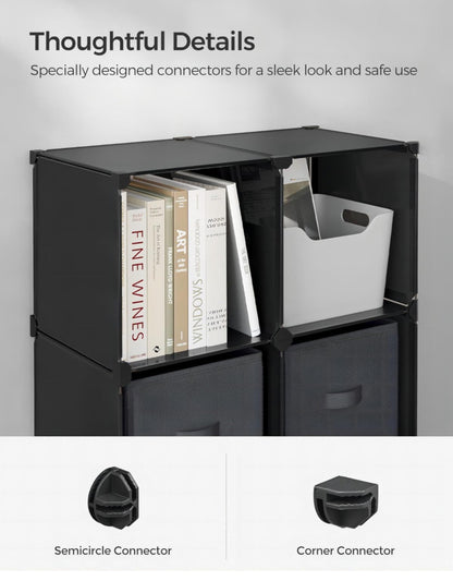 Cube Storage Organizer with Storage Boxes, 6-Cube Organizer, 6 Collapsible Non-Woven Fabric Bins, Customizable