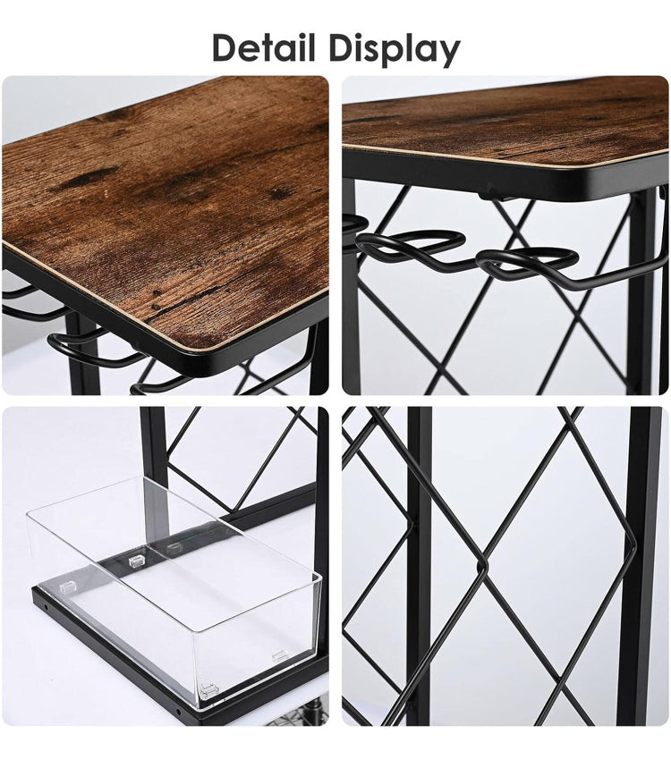 Redwine Rack Bottle Organizer, Hold 8 Bottles and 4 Glass Cup Rack Redwine Holder, Freestanding Wine Rack for Home, Kitchen, Bar, Wine Cellar, Cabinet