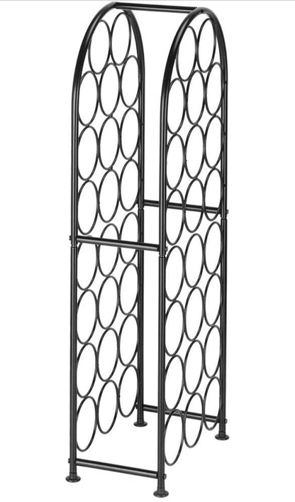 23 Bottles Metal Arched Free-Standing Floor Wine Holder Racks with 4 Adjustable Foot Pads, Black