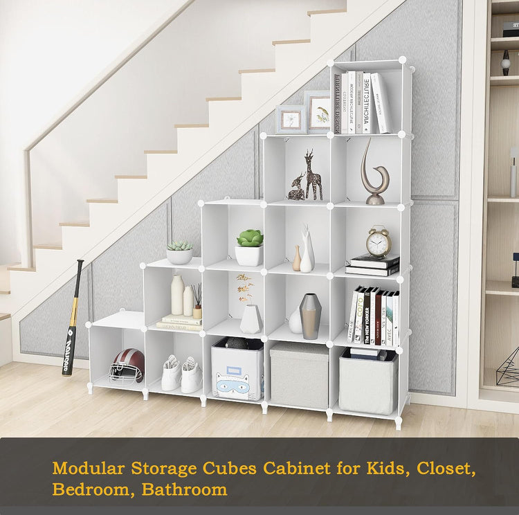 Cube Storage Organizer, DIY Portable 16-Cube Closet Clothes Organizer and Storage Shelving, Modular
