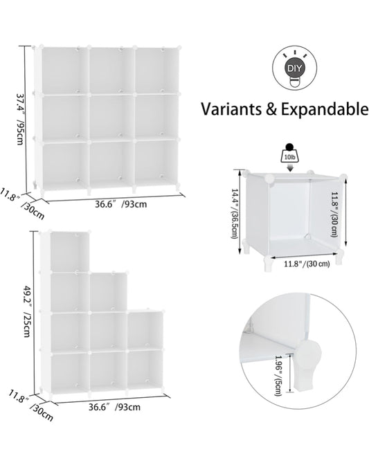 Cube Storage Organizer, DIY Portable 9-Cube Closet Clothes Organizer and Storage Shelving, Modular