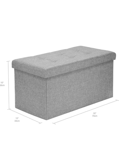 Foldable Storage Ottoman Bench - Faux Leather Footrest with Padded Seat for Living Room Bedroom (30-inch, Grey)