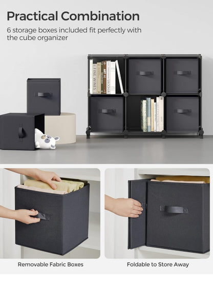 Cube Storage Organizer with Storage Boxes, 12-Cube Organizer, 12 Collapsible Non-Woven Fabric Bins, Customizable